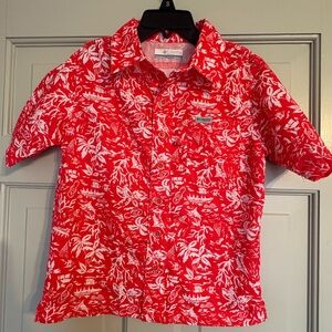Columbia PFG Red and White Tropical Shirt boys size 6/7